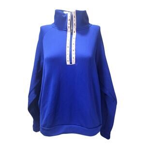 NIKE Womens Therma Quarter Zip Pullover Sweatshirt Royal Blue Womens Size Large